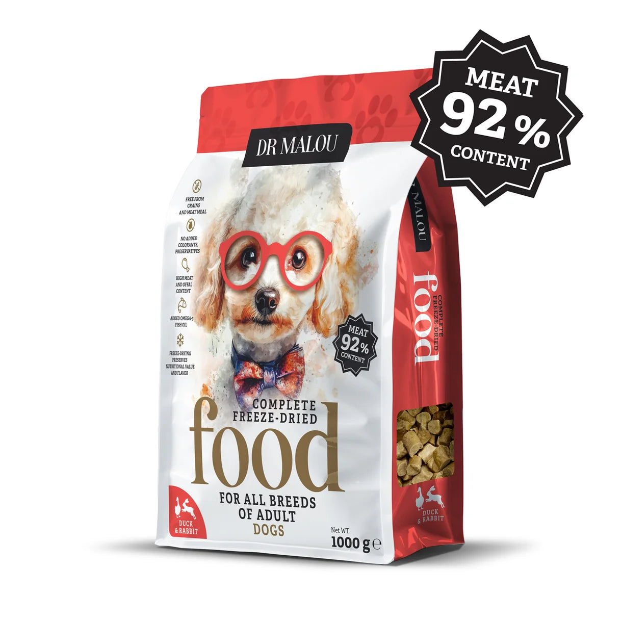 Dr Malou Freeze-Dried Dog Food with Duck & Rabbit, 500 g