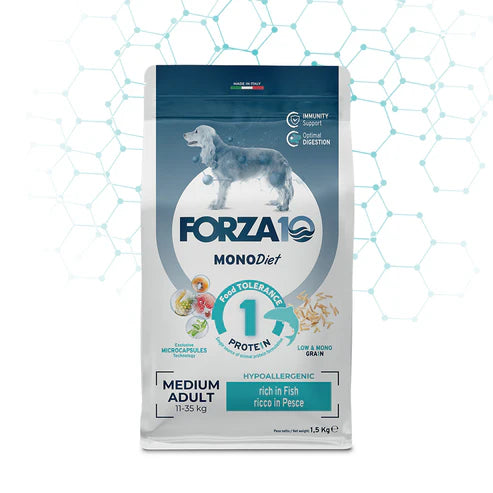 Forza10 MonoDiet Medium Diet Sausā barība suņiem ar zivi, 1,5kg