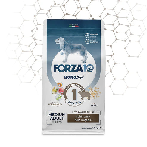 Forza10 MonoDiet Pienso Dietético para Perros Adultos Medianos con Cordero, 12kg