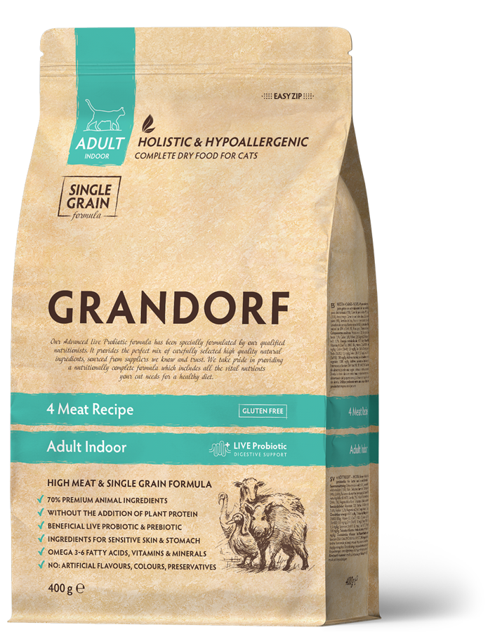 Grandorf 4 Meat Adult Indoor Dry Cat Food, 2kg