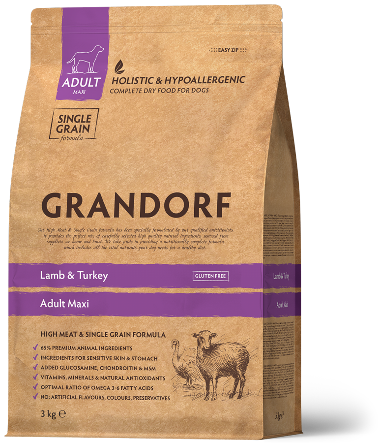 Grandorf Lamm & Kalkon Vuxen Maxi Raser 10kg