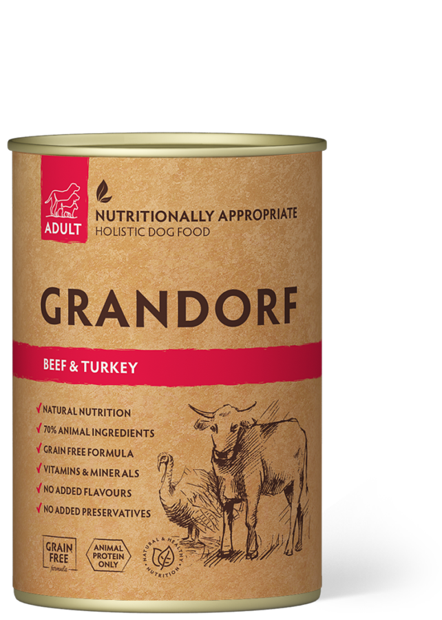 GRANDORF Dog Beef&Turkey Wet Dog Food, 400g