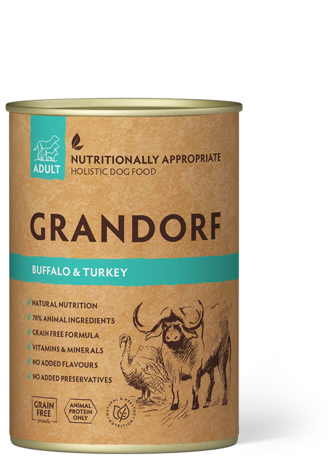 GRANDORF Dog Buffalo&Turkey Wet Food, 400g