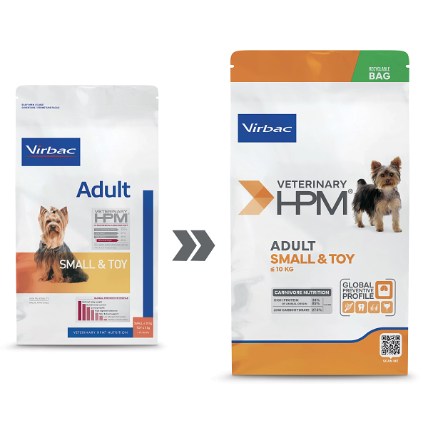 Virbac HPM Adult Dog Small & Toy Dry Dog Food With Pork, 1,5kg