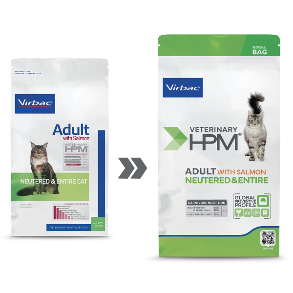 Virbac HPM Adult Cat Neutered & Entire Salmon Dry Cat Food With Salmon, 3kg