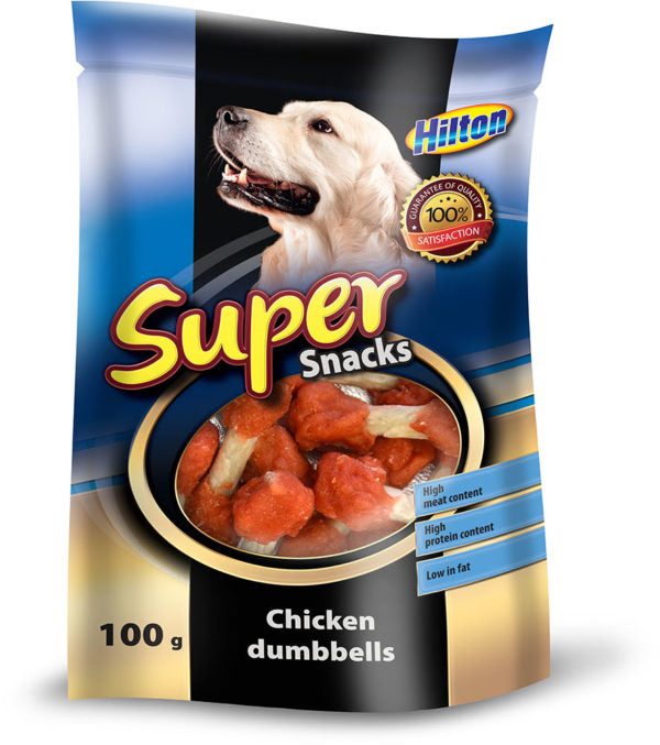 Hilton Super Snack Chicken Dumbbells, kārumi suņiem ar vistu, 100g