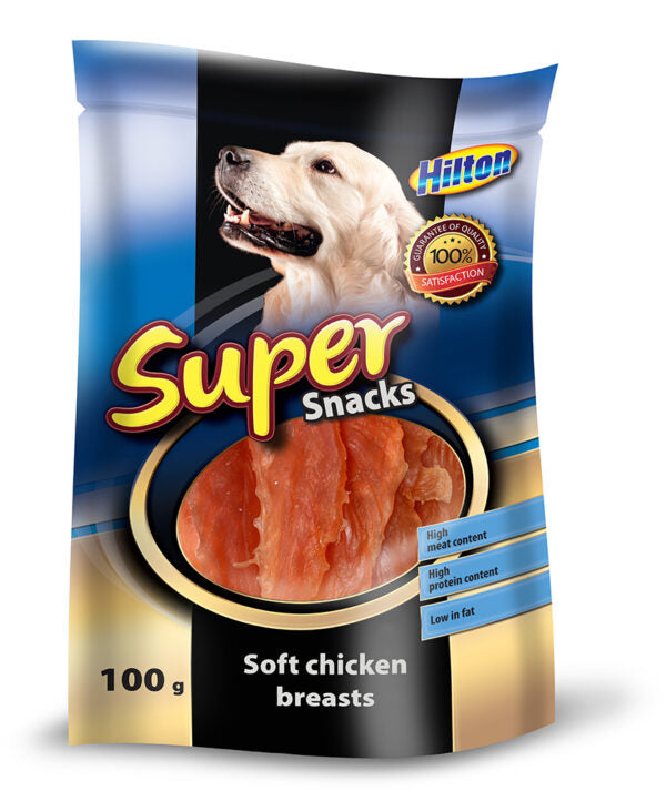 Hilton Super Snacks Soft Chicken Breasts, 100g