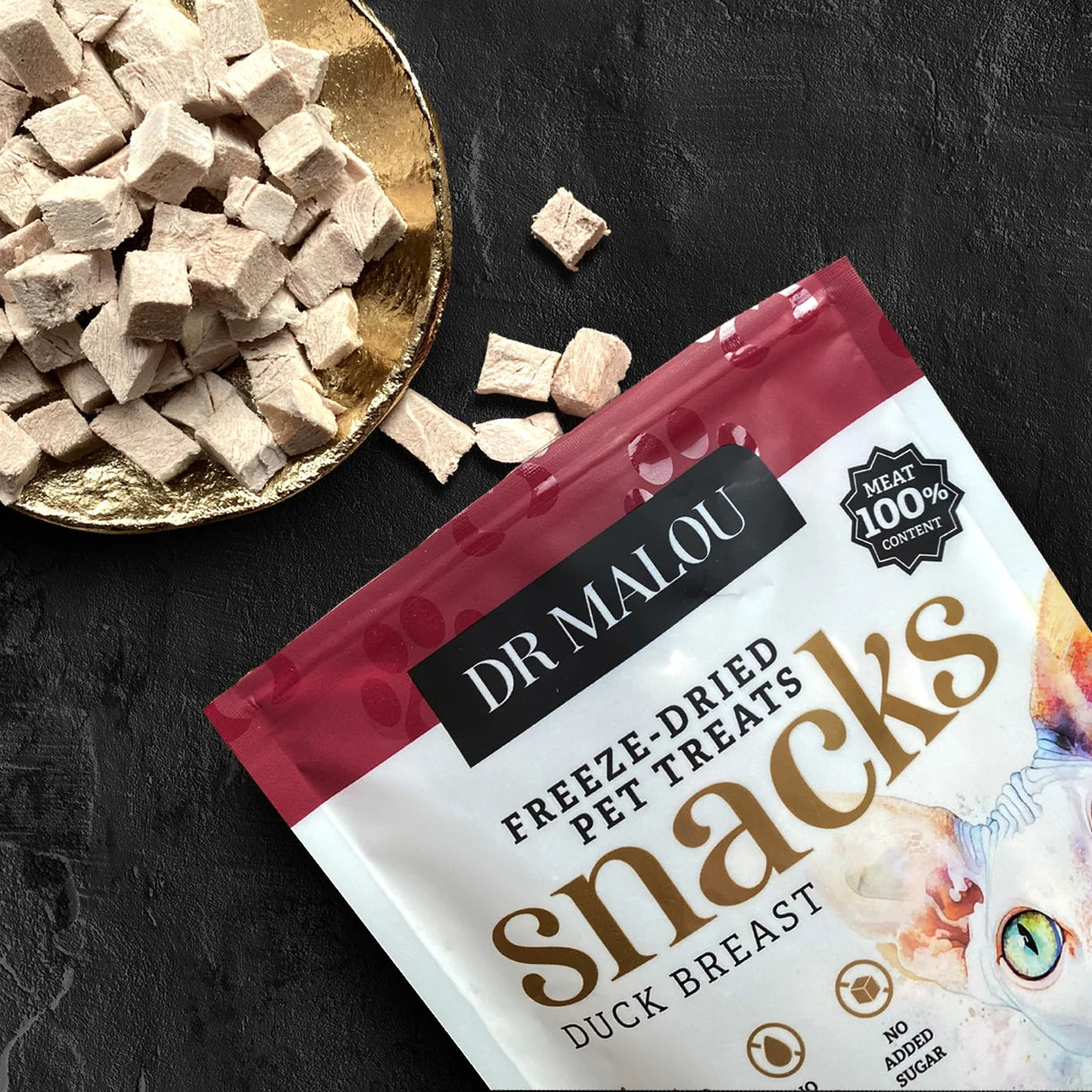 Dr Malou Freeze-Dried Meat Cubes for Cats with Duck Breast, 50 g