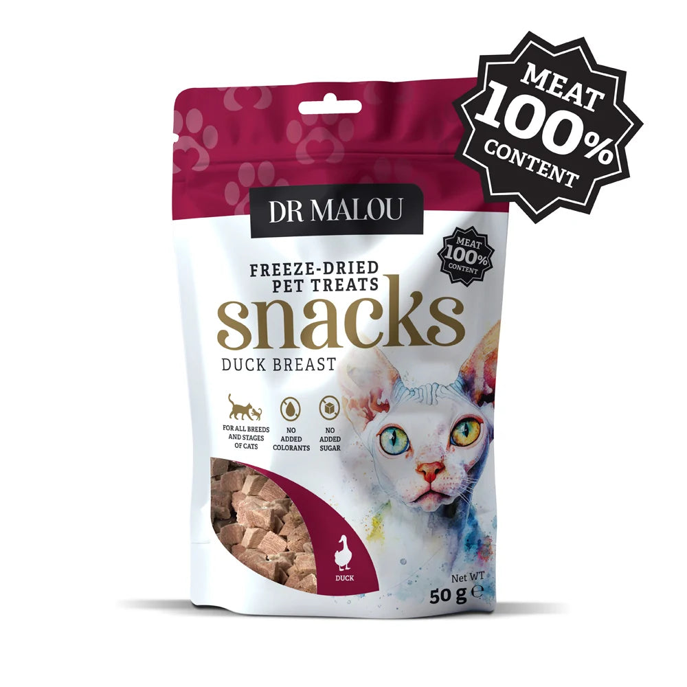 Dr Malou Freeze-Dried Meat Cubes for Cats with Duck Breast, 50 g