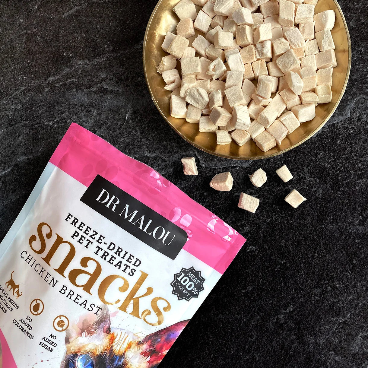 Dr Malou Freeze-Dried Meat Cubes for Cats with Chicken Breast, 50 g
