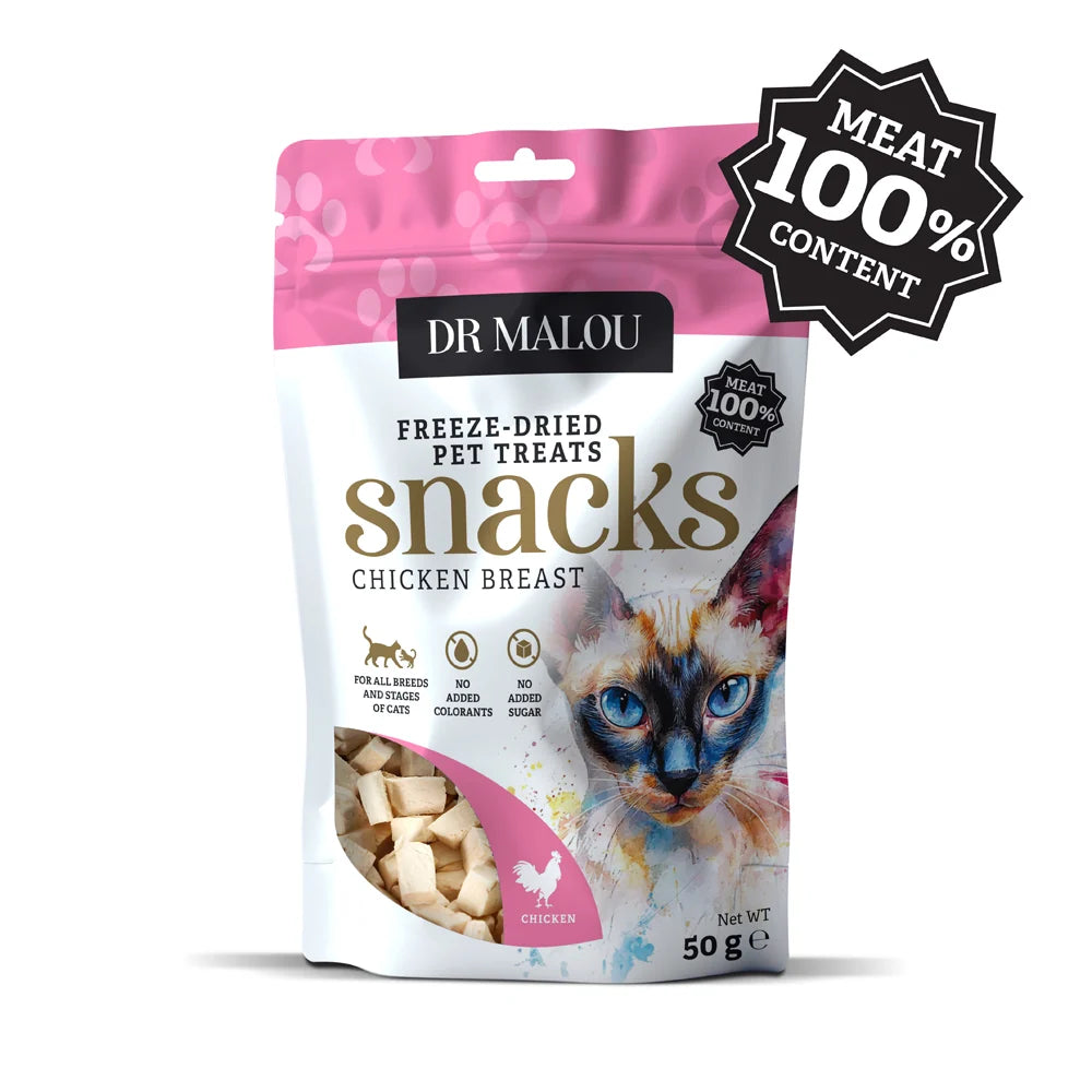Dr Malou Freeze-Dried Meat Cubes for Cats with Chicken Breast, 50 g
