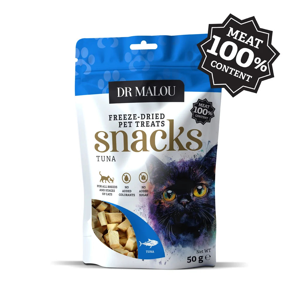 Dr Malou Freeze-Dried Meat Cubes kaķiem ar tunci , 50 g