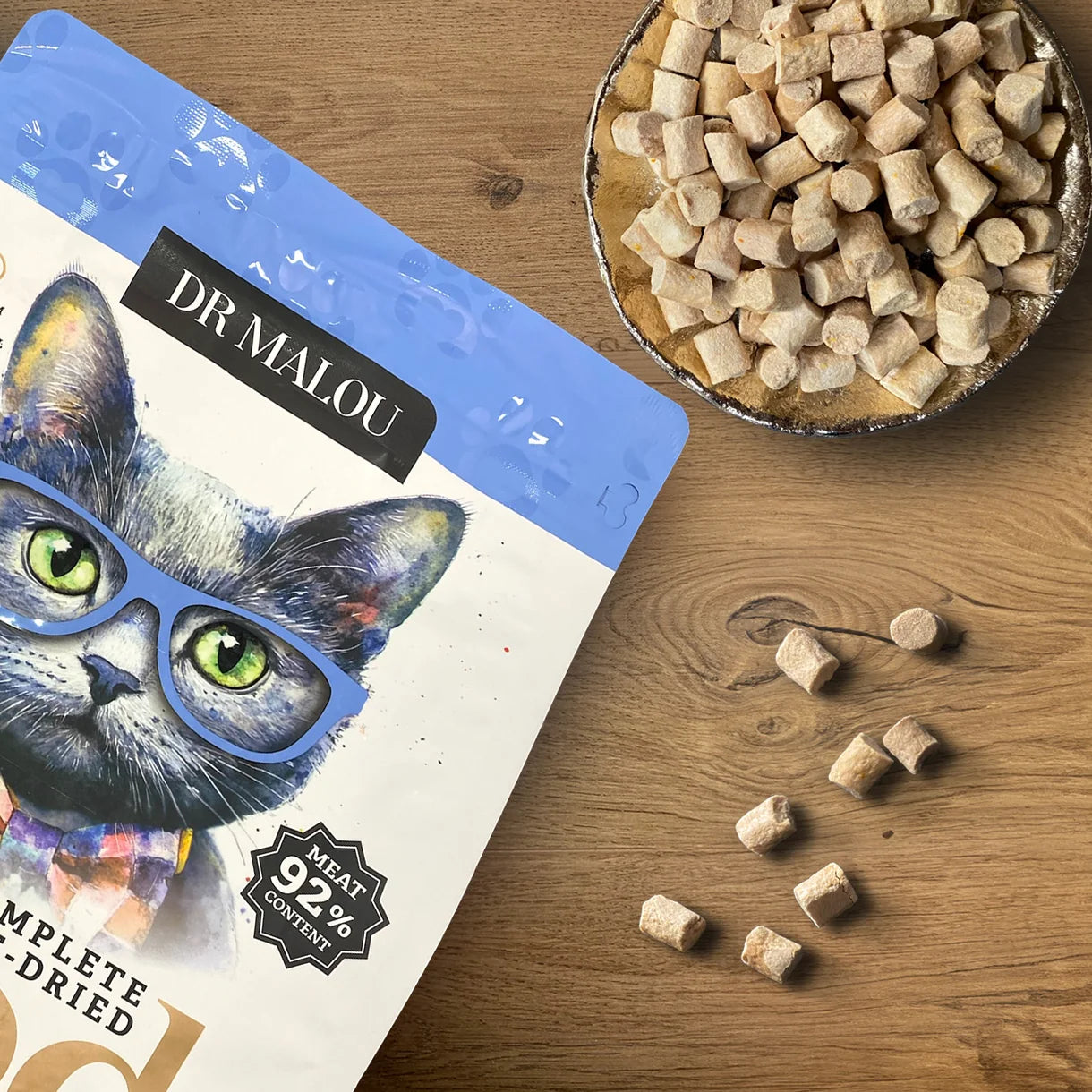 Dr Malou Freeze-Dried Cat Food with Duck & Lamb for Adult Cats, 500 g