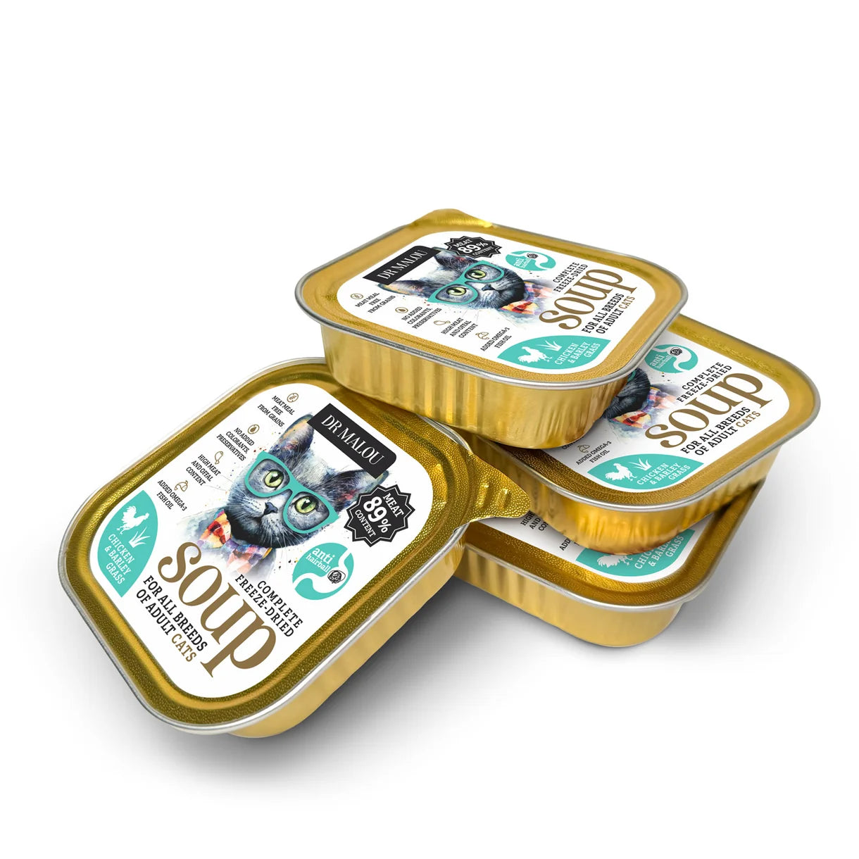 Dr Malou Freeze-Dried Soup for Cats with Chicken & Barley Grass, 12 g