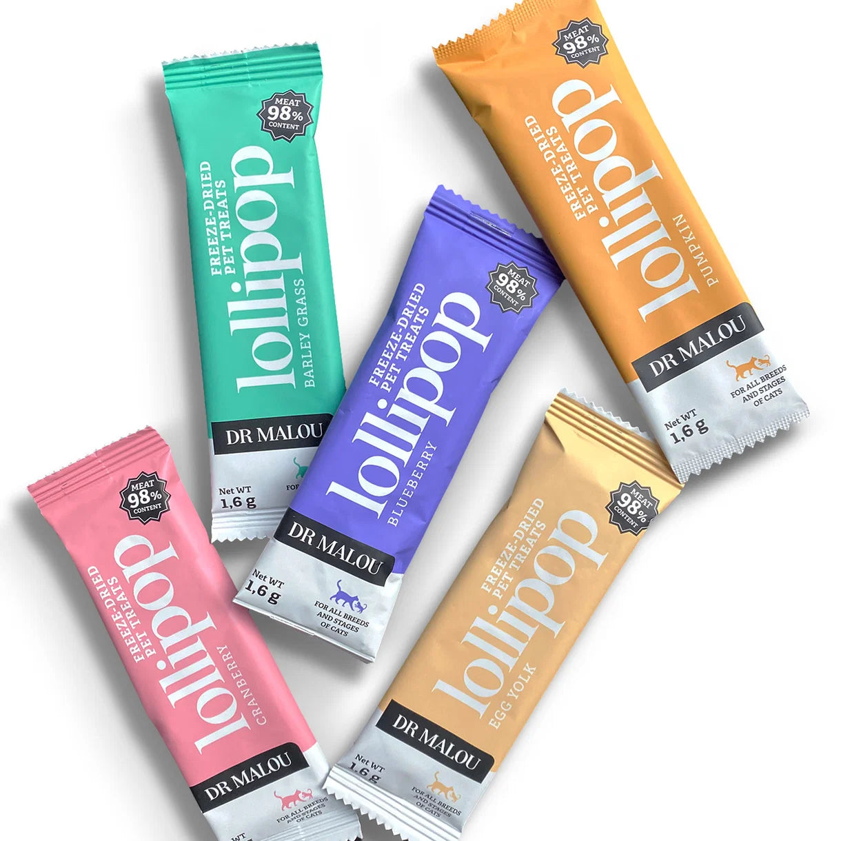 Dr Malou Freeze-Dried Meat Lollipops for Cats - Mixed Flavours, 25g 15 pcs.