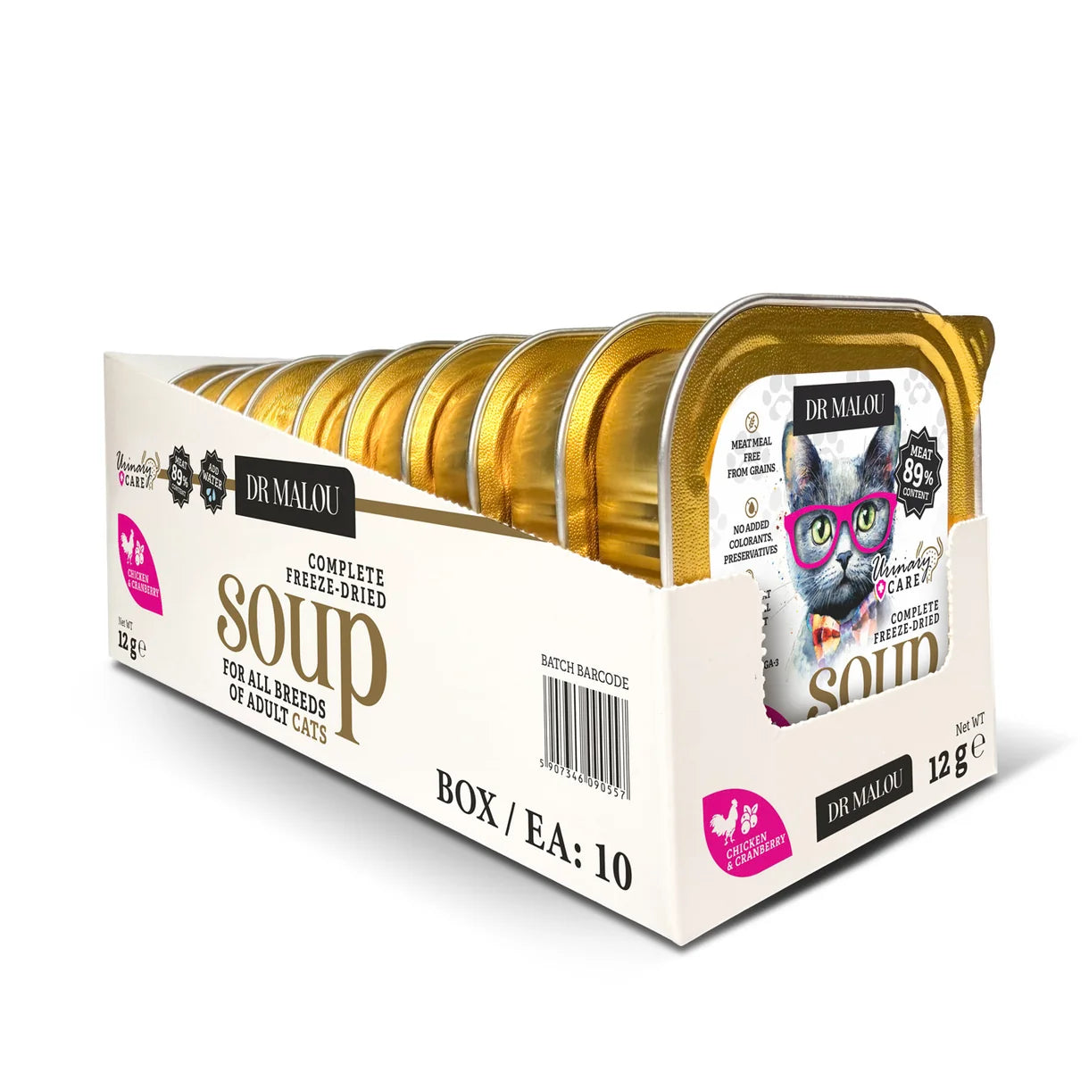 Dr Malou Freeze-Dried Soup for Cats with Chicken & Cranberries Urinary, 12 g