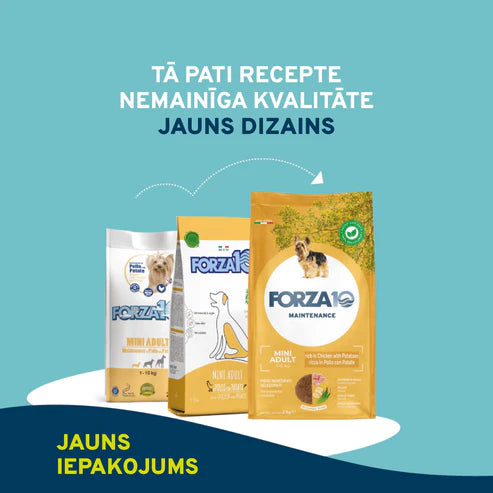 Forza10 Mini Adult Maintenance Sausā barība pieaugušiem maziem suņiem ar vistu un kartupeļiem, 2kg