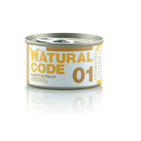 Natural Code 01 Mitrā barība kaķiem ar vistas fileju, 85g