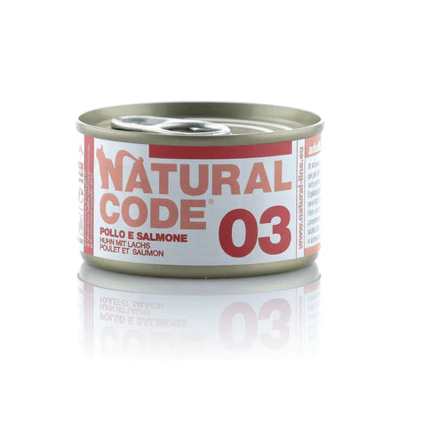 Natural Code 03 Mitrā barība kaķiem ar vistu un lasi, 85g