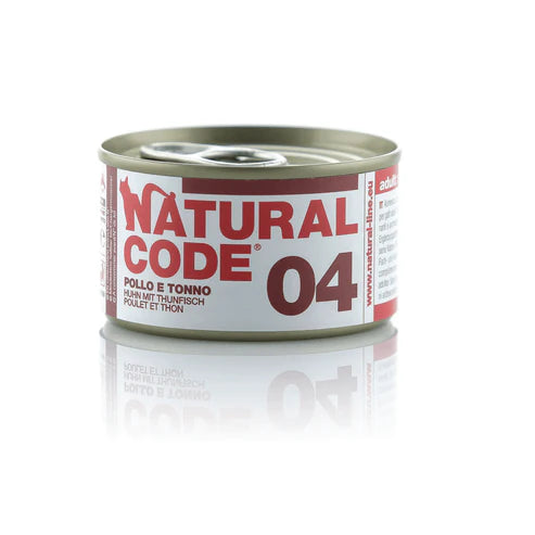 Natural Code 04 Mitrā barība kaķiem ar vistu un tunci, 85g