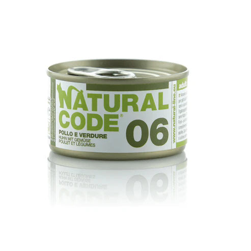 Natural Code 06 Mitrā barība kaķiem ar vistu un dārzeņiem, 85g