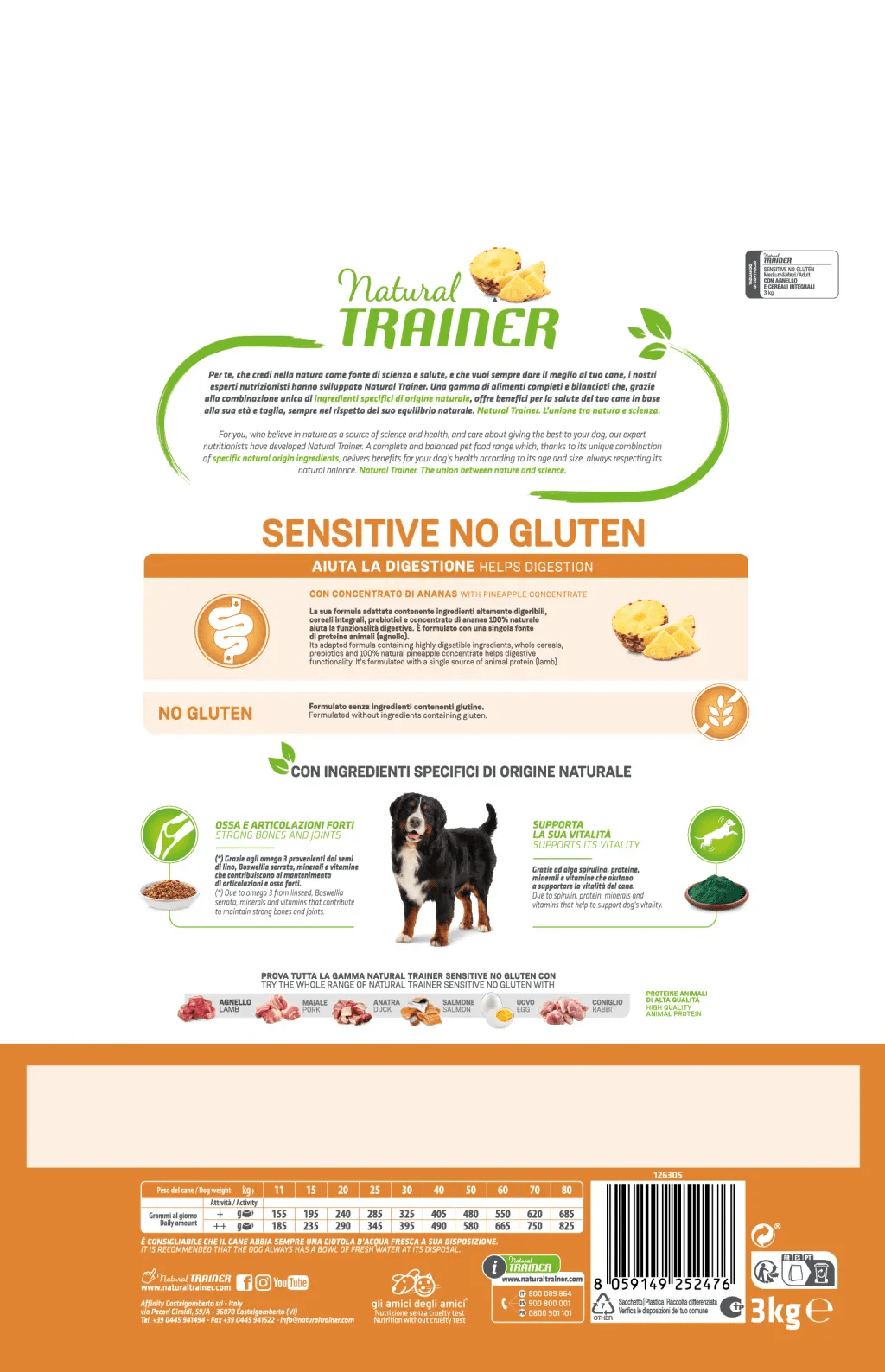Natural Trainer Duck Medium & Maxi Adult Dry Dog Food With Duck, 3kg
