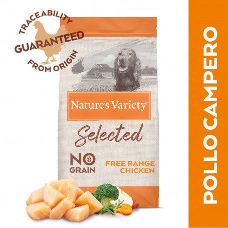 Nature's Variety Selected Mittelgroßer und großer ausgewachsener Hund, Freilandhuhn, Trockenfutter für Hunde, getreidefrei, 12 kg