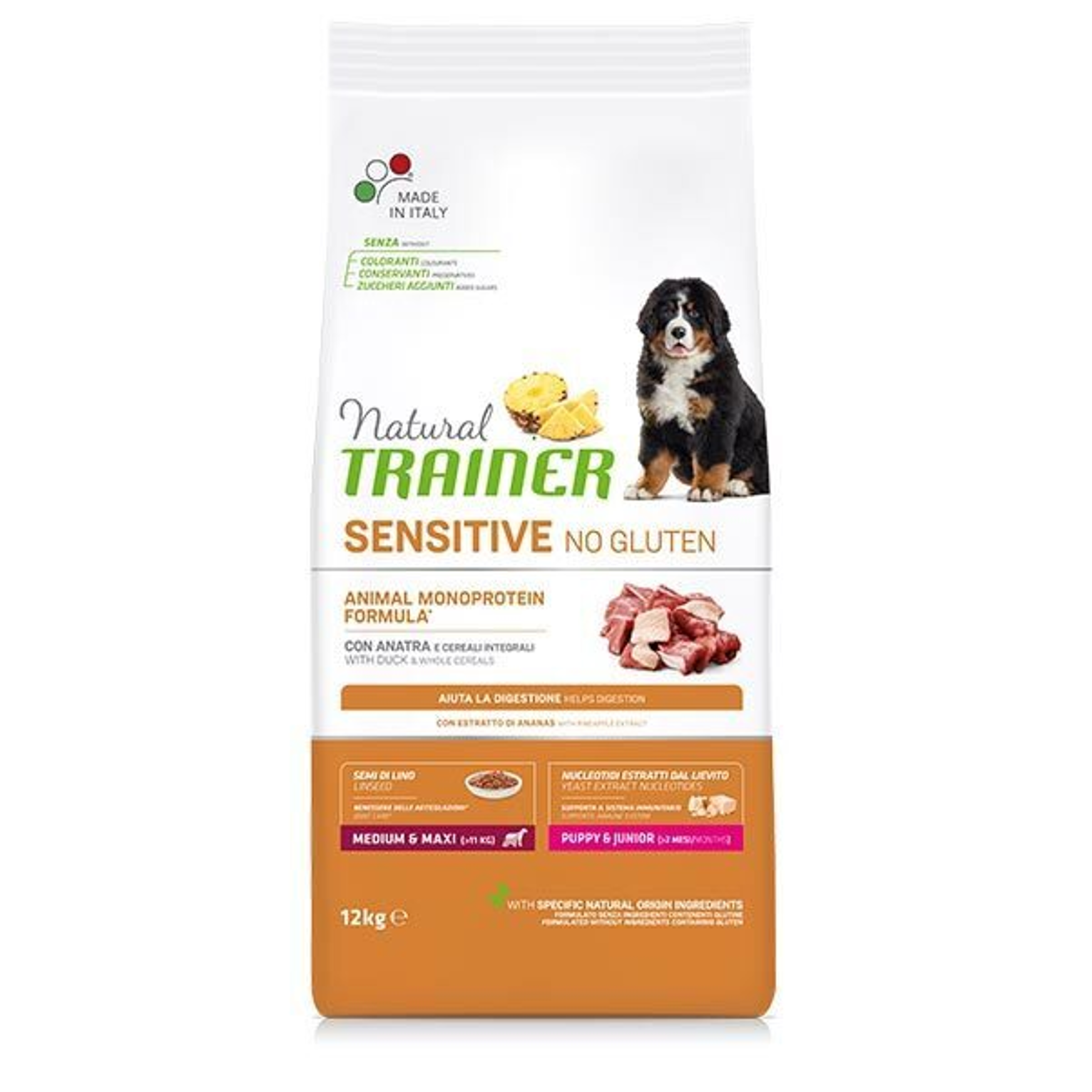 Natural Trainer Medium/Maxi Junior Sensitive Dry Dog Food, 12kg
