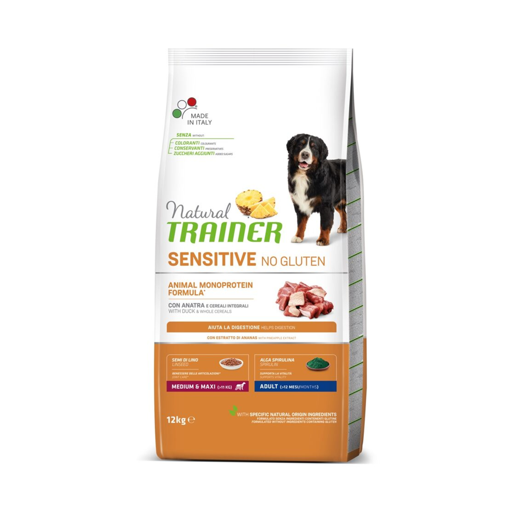 Natural Trainer Sensitive Dry Dog Food For Medium and Maxi Adult, 12kg