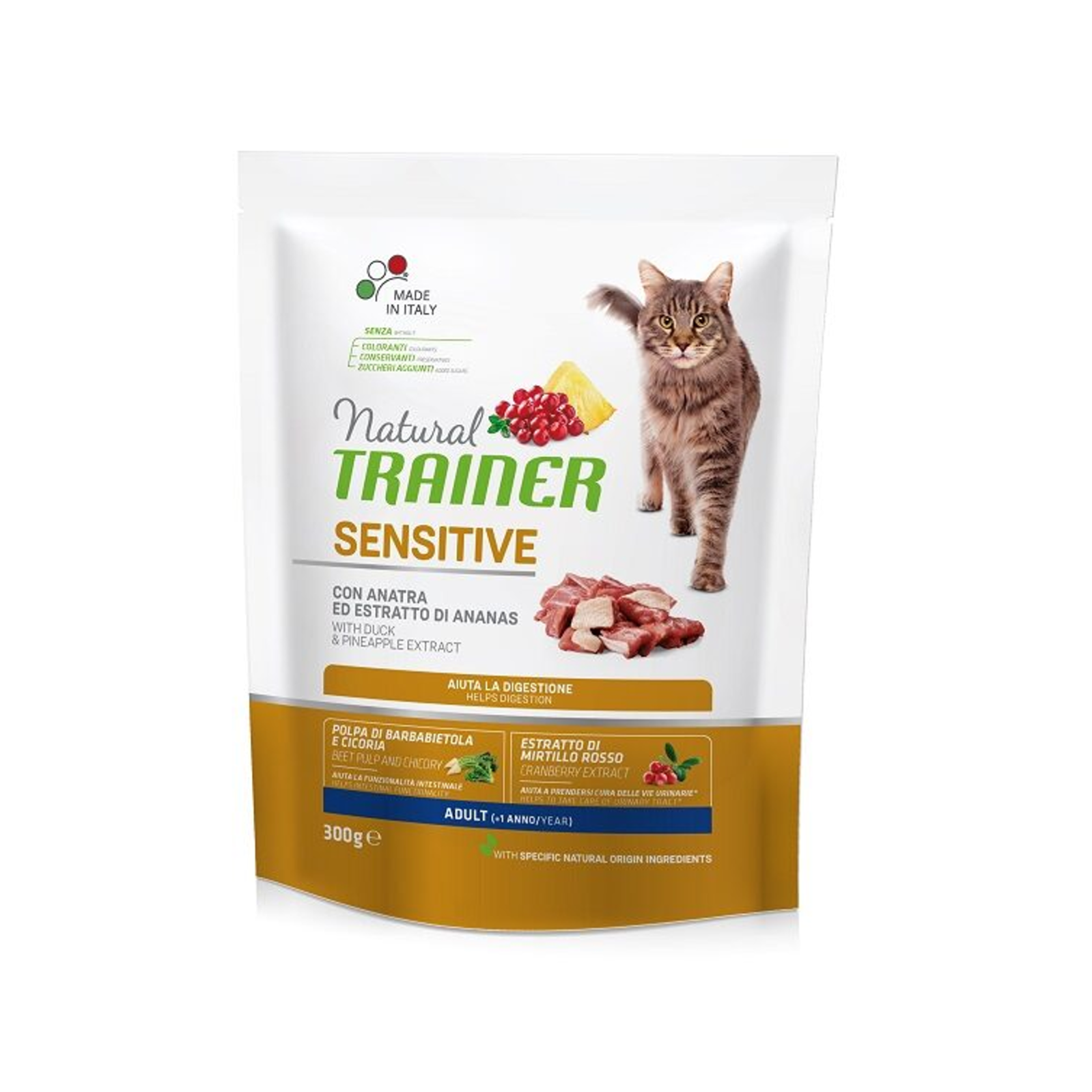 Natural Trainer Sensitive With Duck Trockenfutter für Katzen, 1,5 kg