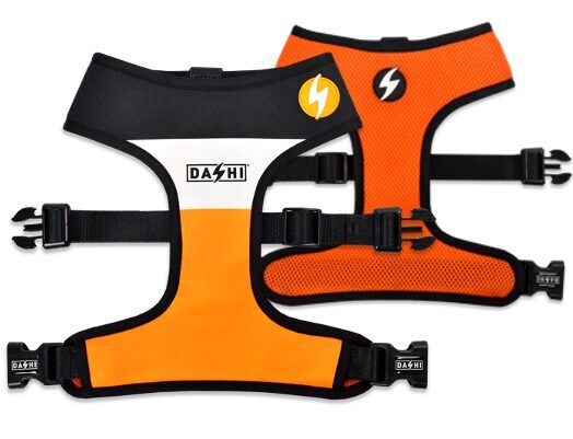 Dashi STRIPES3 ORANGE&BLACK Double Sided NeoMesh Harnesses For Dogs and Cats