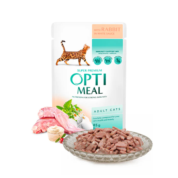 Optimeal Rabbit in White Sauce Wet Cat Food, 85g