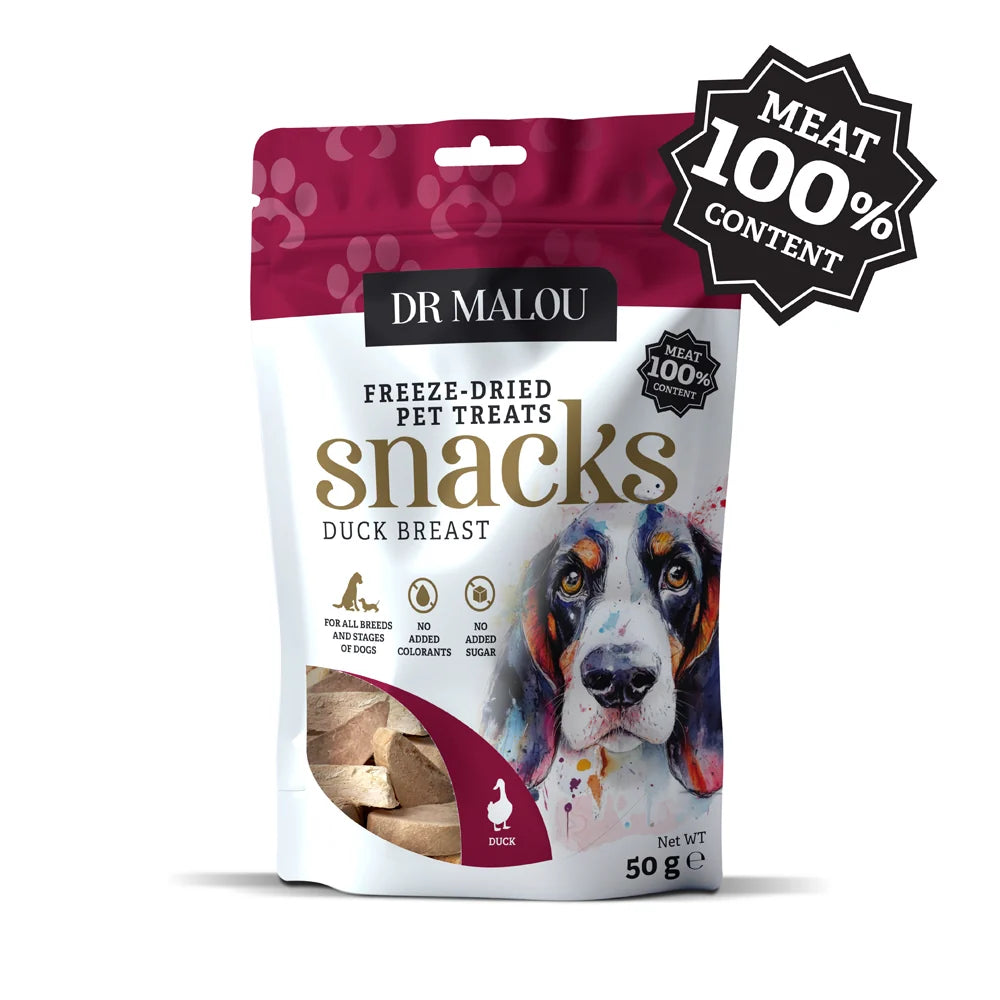 Dr Malou Freeze-Dried Meat Cubes with Duck Breast for Dogs, 50g