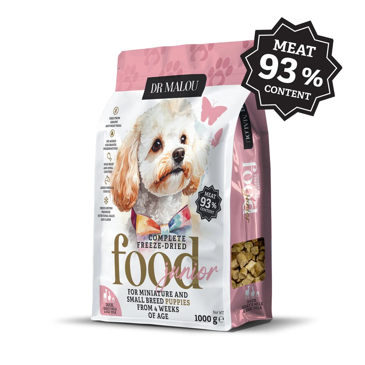 Dr Malou Freeze-Dried Puppy Food with Duck, Goat's Milk & Egg Yolk, 500 g