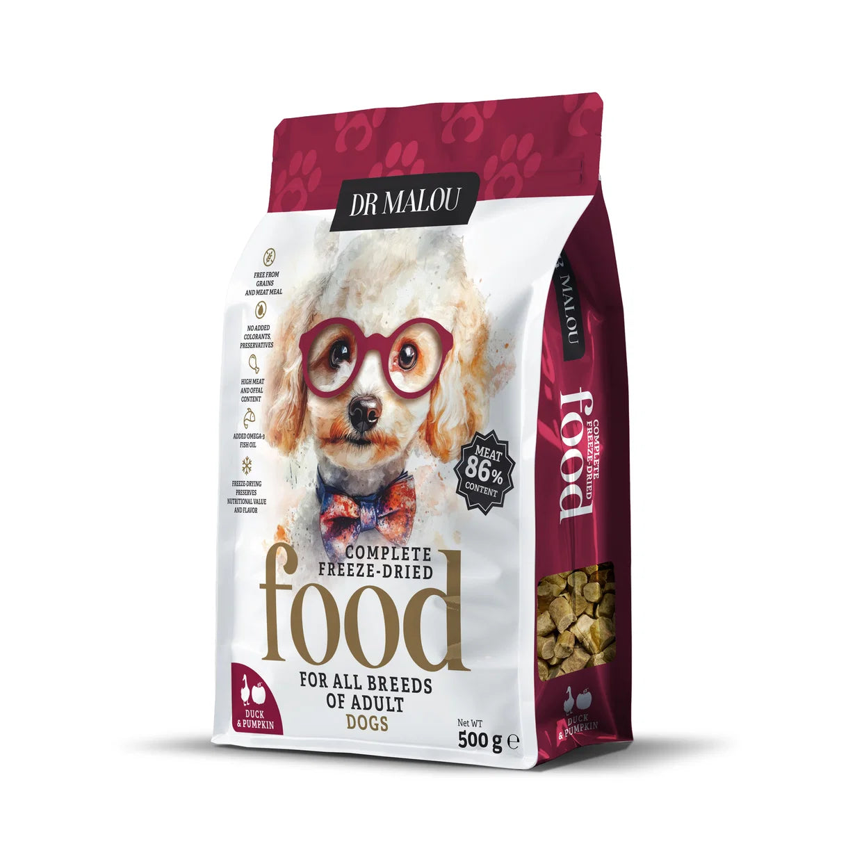 Dr Malou Freeze-Dried Dog Food with Duck & Pumpkin, 500 g