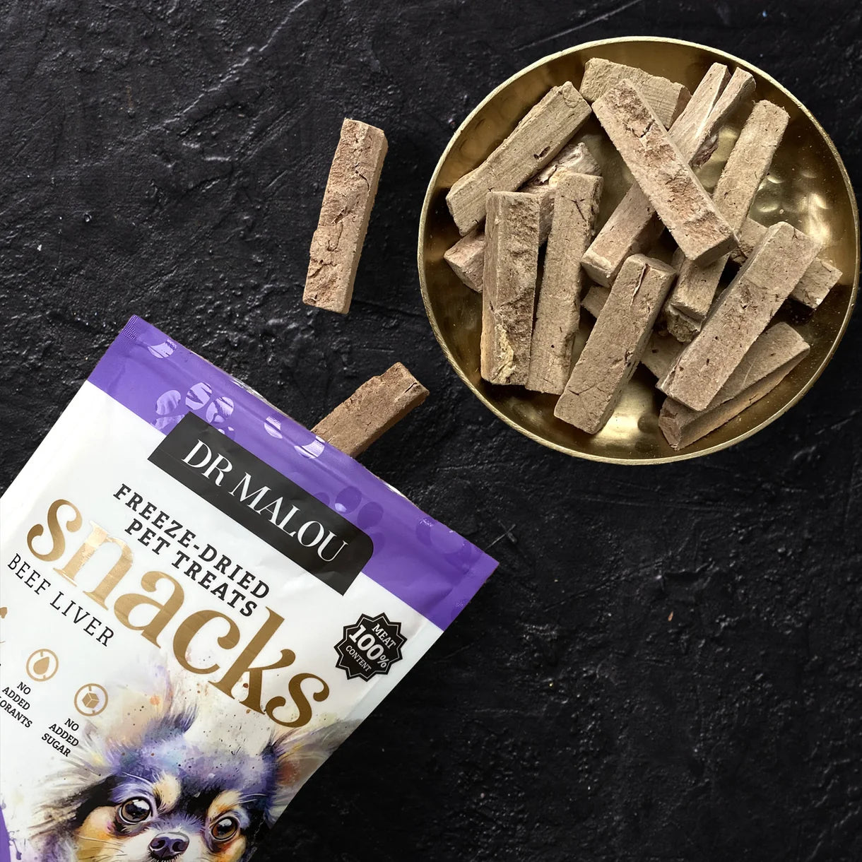Dr Malou Freeze-Dried Meat Chunks with Beef Liver for Dogs, 50g