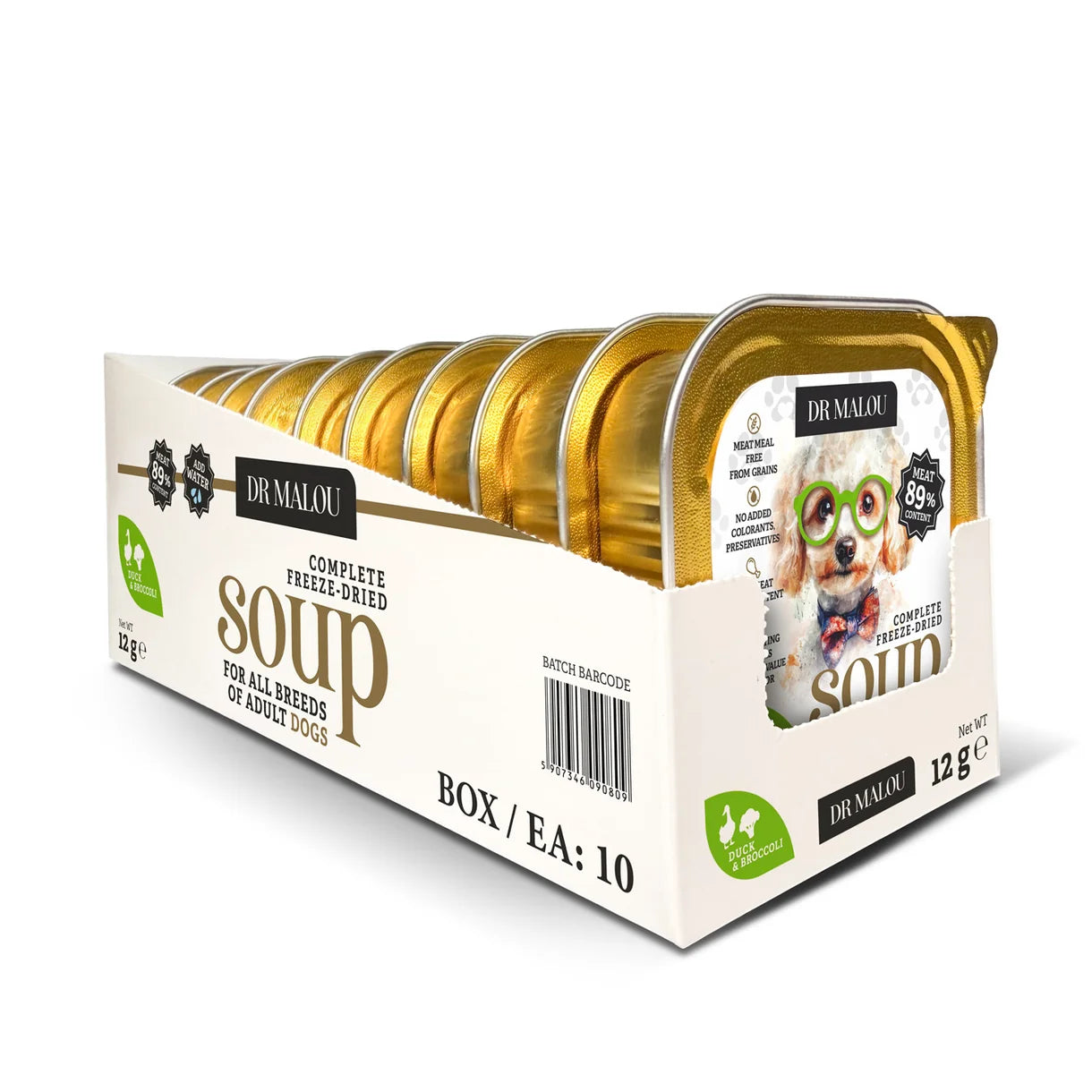 Dr Malou Freeze-Dried Soup for Dogs with Duck & Broccoli, 12 g