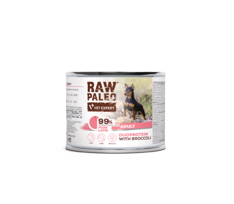 Vet Expert Raw Paleo with Pork and Lamb for Adult Wet Dog Food 200g