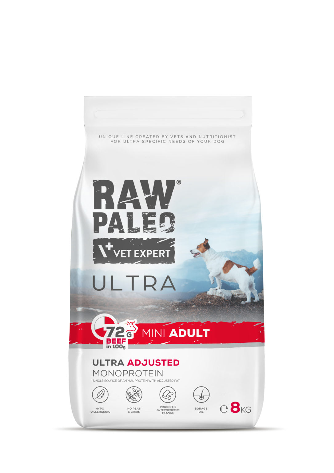 Vet Expert Raw Paleo Ultra Sasuā barība maza izmēra suņiem ar liellopu, 8kg