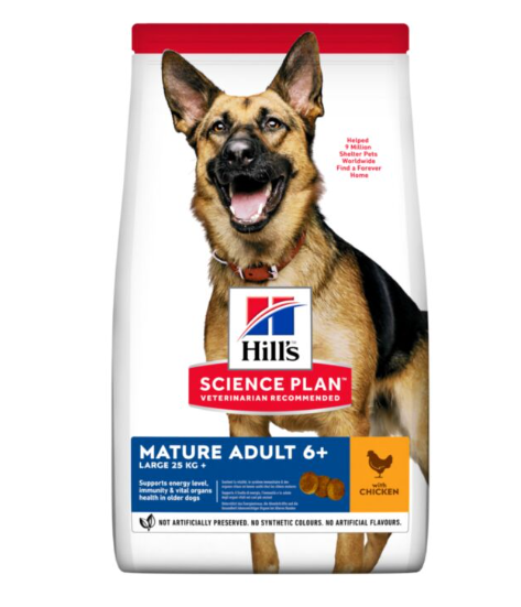 Hill's Science Plan Alimento seco para perros adultos maduros de razas grandes con pollo, 14 kg