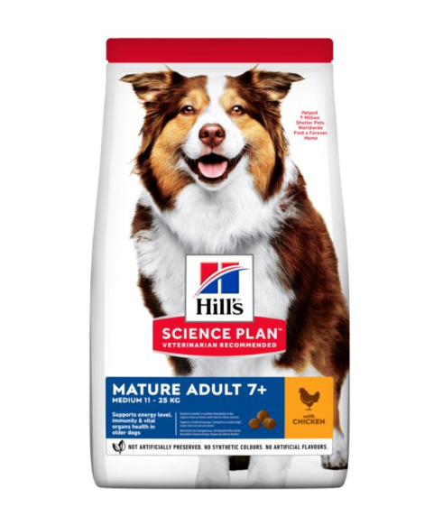 Hill's Science Plan Alimento seco para perros adultos maduros medianos con pollo, 2,5 kg