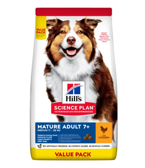 Hill's Science Plan Mature Adult Medium Trockenfutter für Hunde mit Huhn, 18 kg