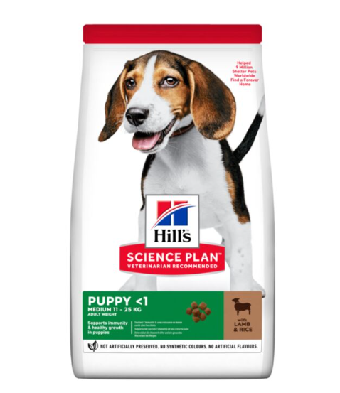 Hills Science Plan Puppy Medium Breed Trockenfutter für Hunde mit Lamm und Reis, 14 kg