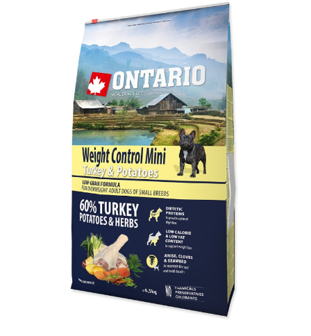 ONTARIO Mini Weight Control, Dry Dog Food for Mini Breed with Turkey & Potatoes, 6.5 kg