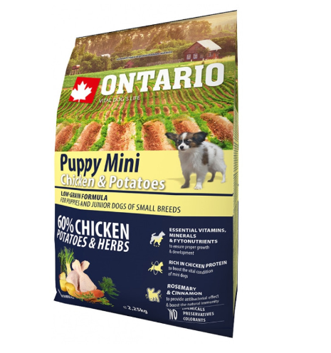 Ontario Dry Dog Food Puppy Mini Chicken/Potatoes, 2.25 kg