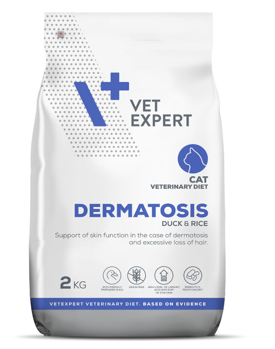 Vetexpert Dermatosis Sausā barība kaķiem ar pīli un rīsiem, 2kg