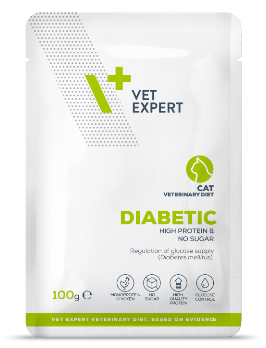 Vet Expert Diabetisches Nassfutter für Katzen, 100 g×12 Stk