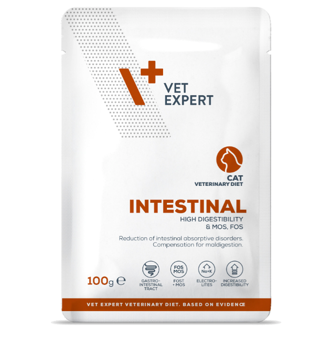 Vet Expert Intestinal Wet Cat Food with Beef and Chicken, 100gx12pcs