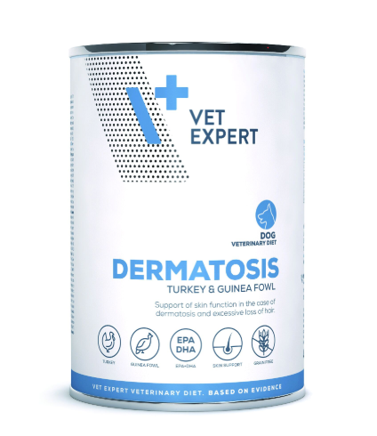 Vet Expert Dermatosis Wet Dog Food With Turkey and Guinea Fowl, 400g