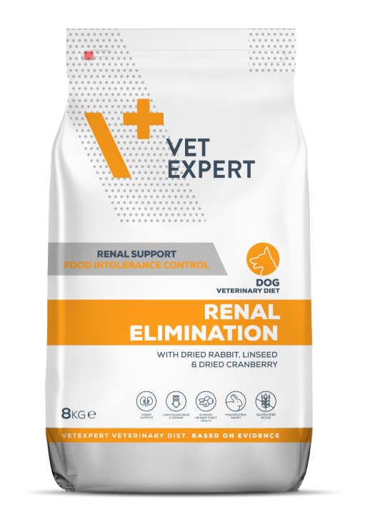 Vetexpert Renal Elimination Sausā barība suņiem, 8kg